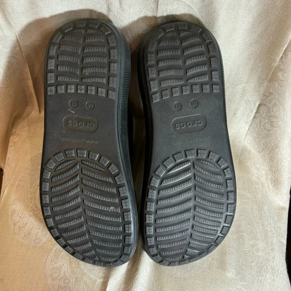 CROCS Sz 11 Classic Crush Iconic  Comfort Chunky Wedge 2 Straps Slip On Slides - Picture 8 of 13